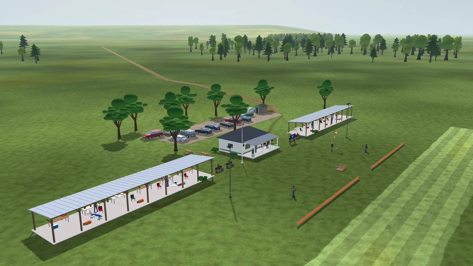 Club de aeromodelismo, hangares abiertos, pilotos y vehículos en OpenRC